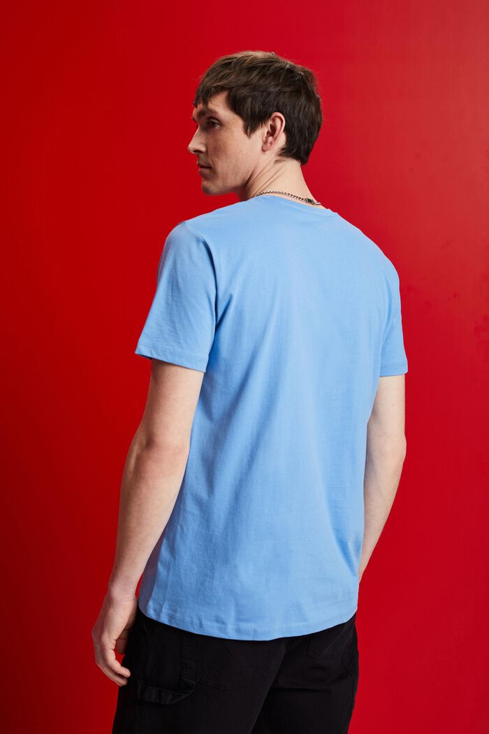 T-shirt med rund ringning, 100 % bomull, LIGHT BLUE, detail image number 3