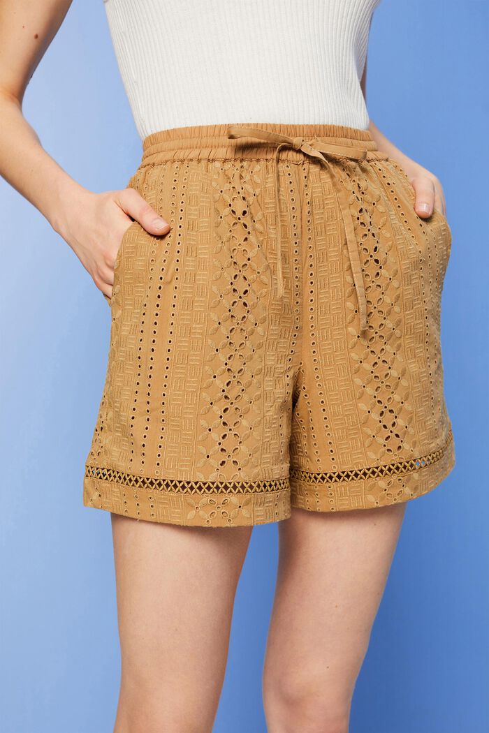 Broderade shorts, LENZING™ ECOVERO™, KHAKI BEIGE, detail image number 2