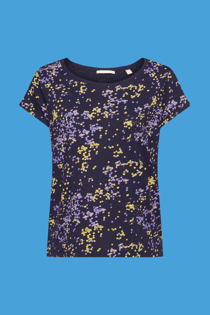 T-shirt i bomull med blommigt tryck, NAVY, detail image number 5