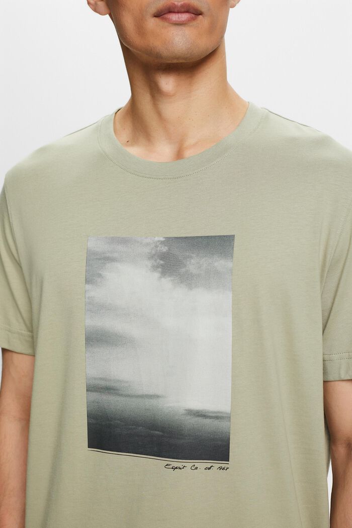 T-shirt i ekologisk bomull med tryck, DUSTY GREEN, detail image number 1