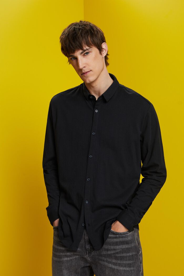 Jersey-skjorta, 100% bomull, BLACK, detail image number 0