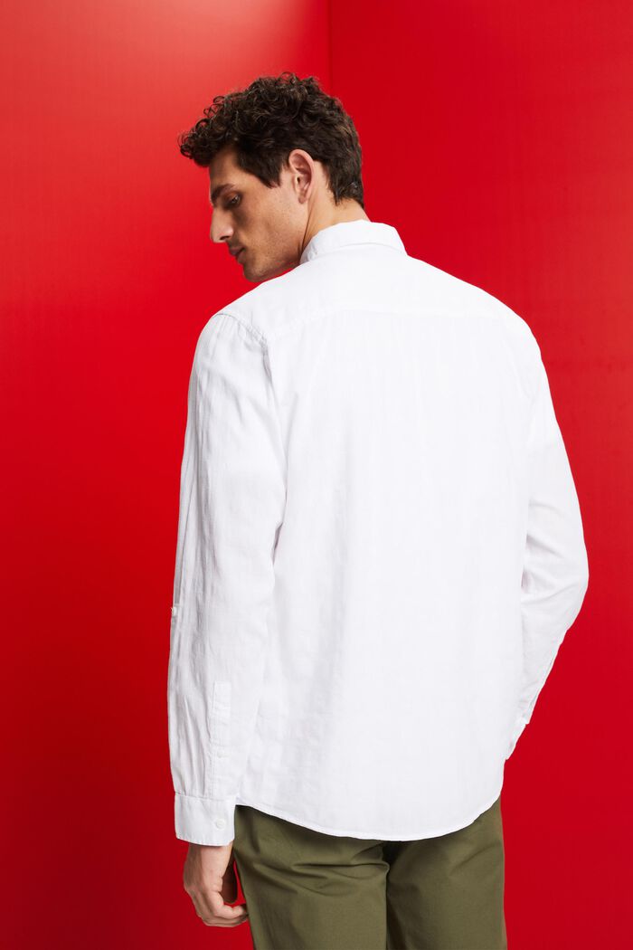Bomullsskjorta med struktur, WHITE, detail image number 3
