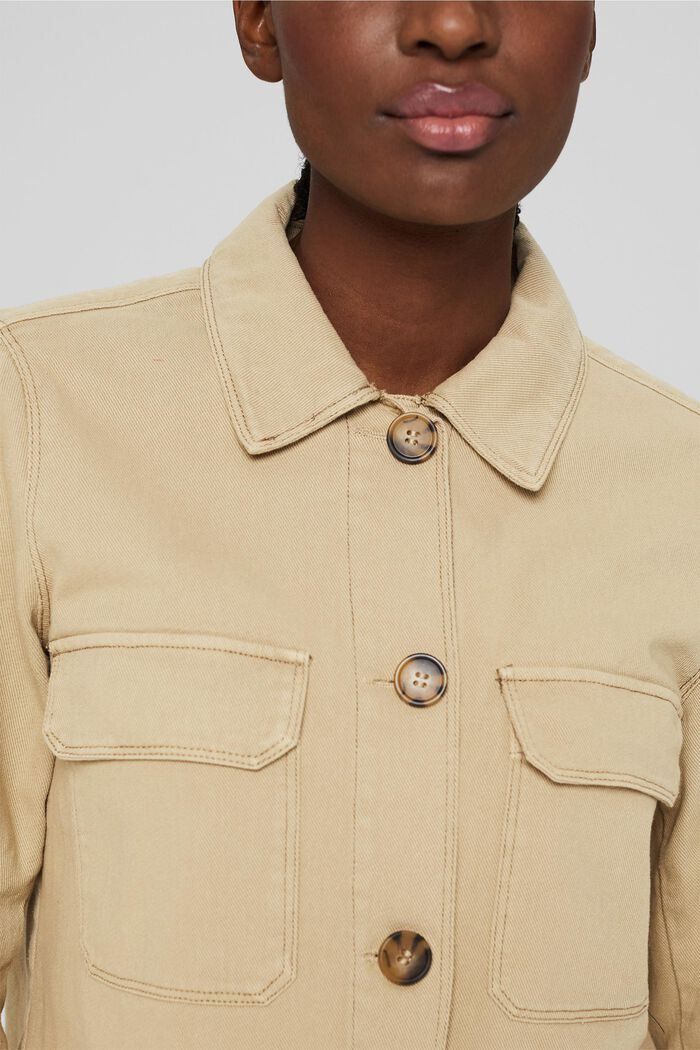 Skjortjacka i denim med fransar, SAND, detail image number 3