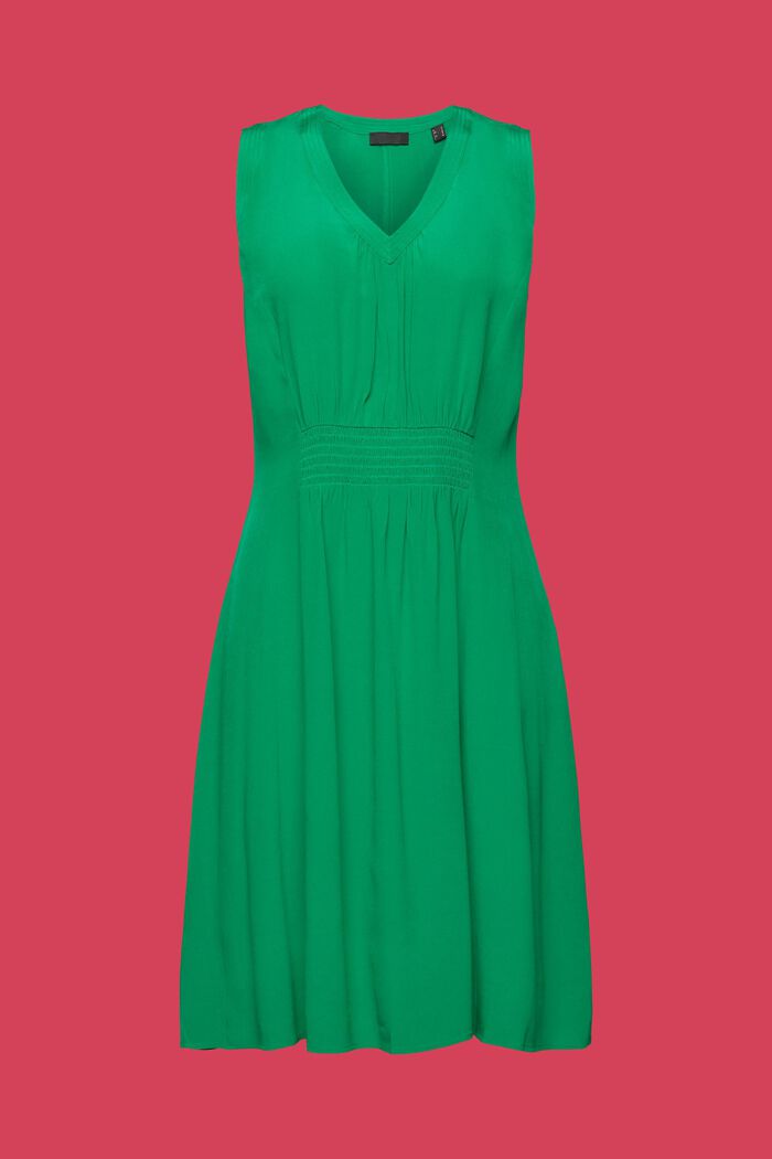 A-linjeklänning med smockad midja, GREEN, detail image number 6