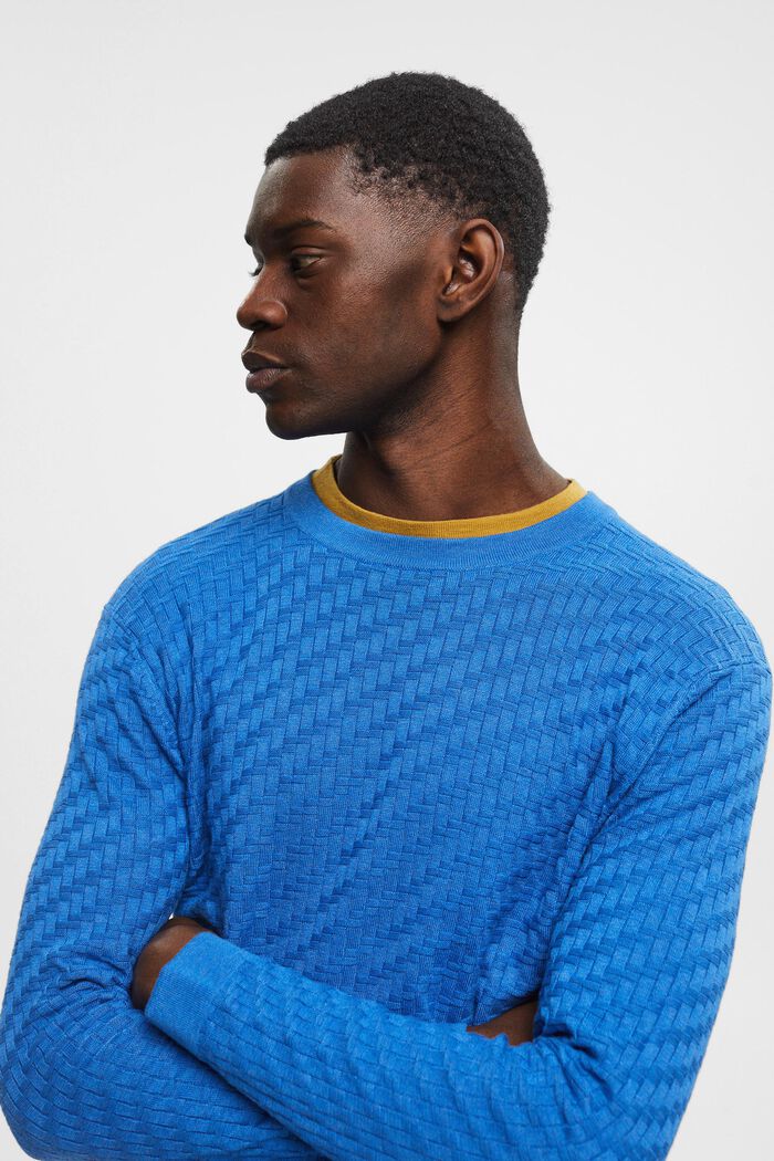 Strukturerad rundringad tröja, BLUE, detail image number 4