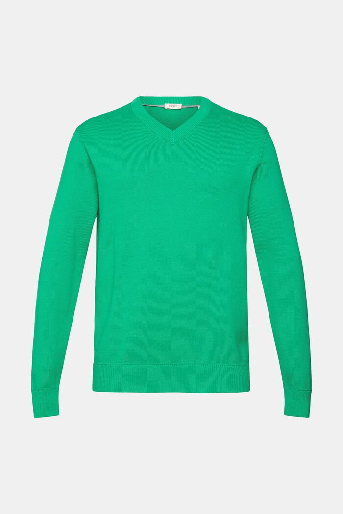 V-ringad, stickad tröja, LIGHT GREEN, detail image number 2