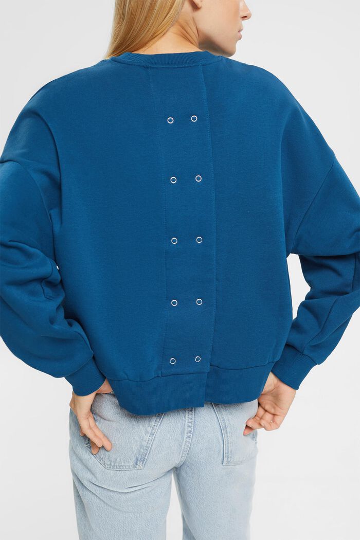 Sweatshirt med knappslå bak, PETROL BLUE, detail image number 0