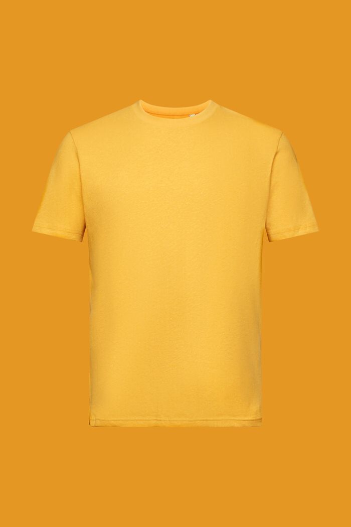 Rundringad T-shirt, bomull-linnemix, SUNFLOWER YELLOW, detail image number 6