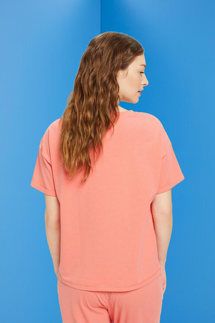 T-shirt med bröstficka av bomullsmix, CORAL, detail image number 3