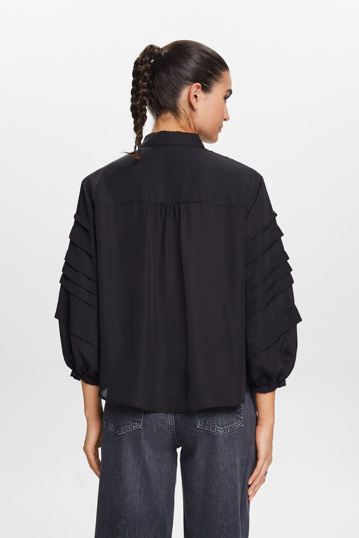 Plisserad skjortblus, BLACK, detail image number 4