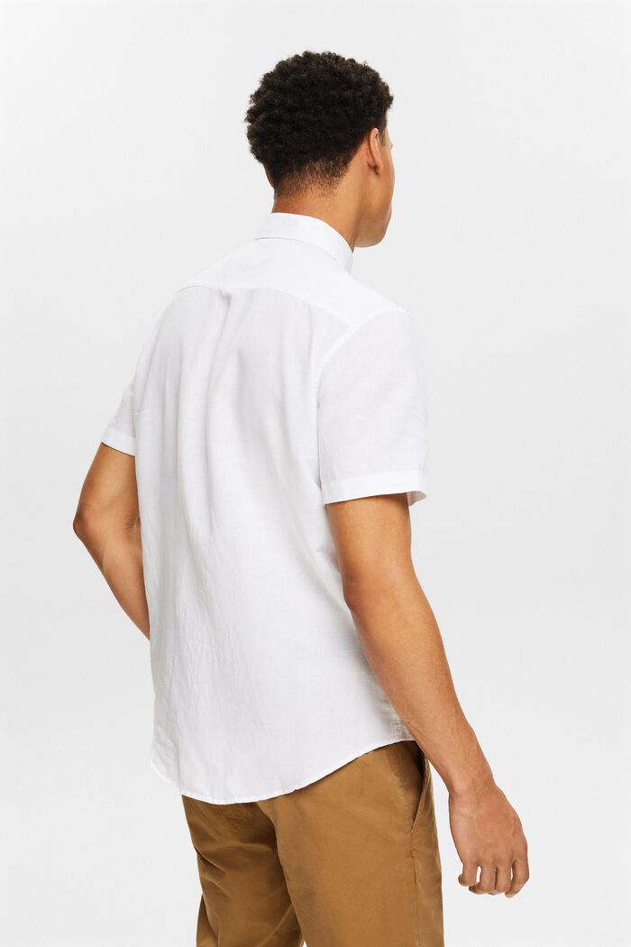 Kortärmad skjorta av linne-bomullsmix, WHITE, detail image number 2