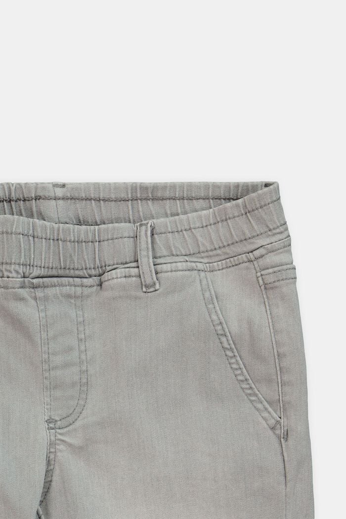 Jeansbermudas med elastisk linning, GREY MEDIUM WASHED, detail image number 2