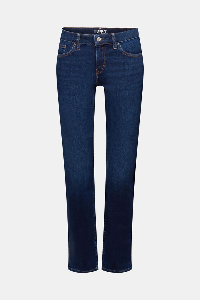 Straight leg stretch jeans, bomullsmix, BLUE DARK WASHED, detail image number 7