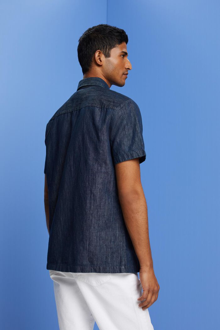 Kortärmad skjorta i jeanslook, BLUE BLACK, detail image number 5