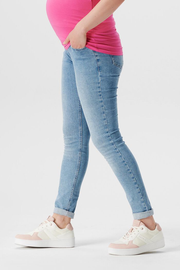 Jeans med smal passform och mudd över magen, LIGHTWASH, detail image number 3
