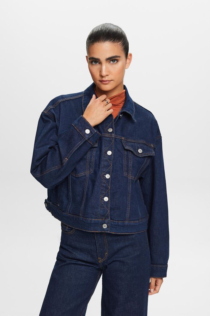Premium-jeansjacka i truckerstil, BLUE RINSE, detail image number 1