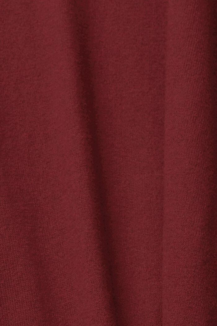 Stickad tröja med polokrage och kaschmir, DARK RED, detail image number 1