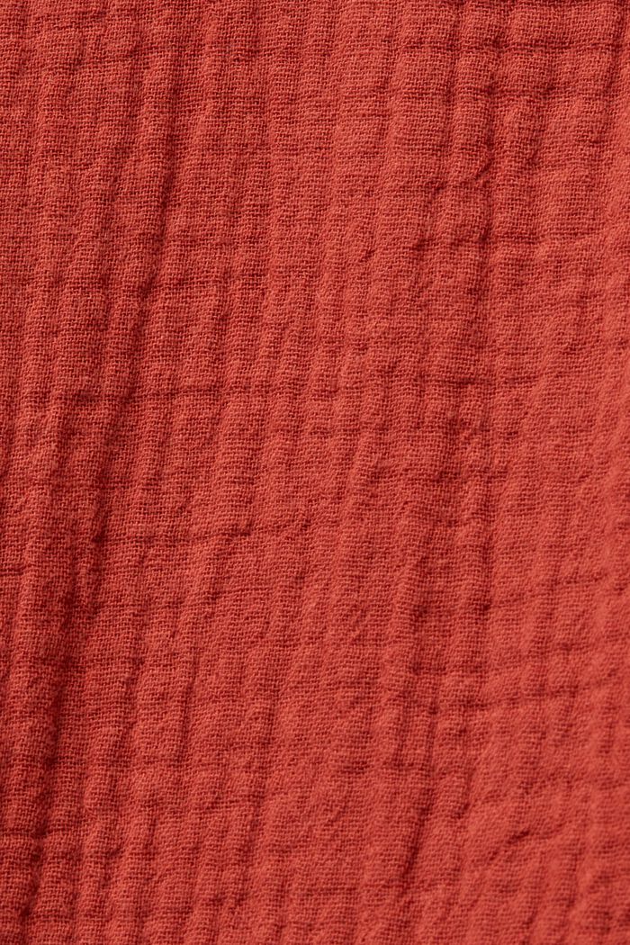 Ledig skjortklänning med knytskärp, 100% bomull, TERRACOTTA, detail image number 5