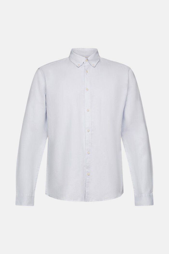 Button down-skjorta i blandad bomull och linne, LIGHT BLUE, detail image number 5