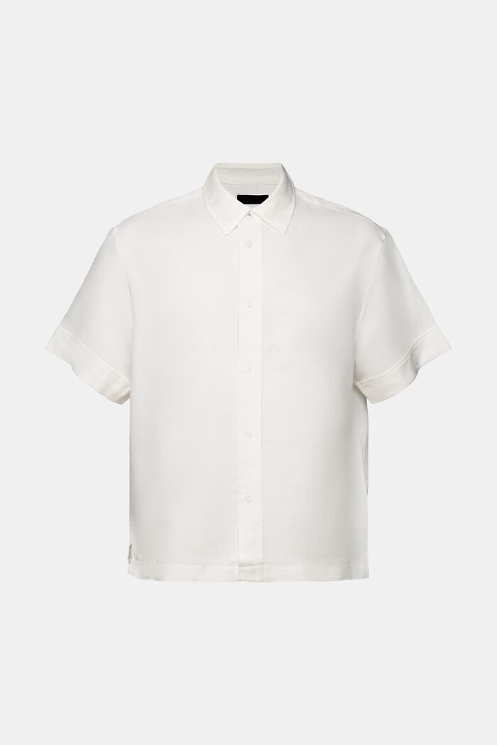 Kortärmad skjorta, linneblandning, WHITE, detail image number 5