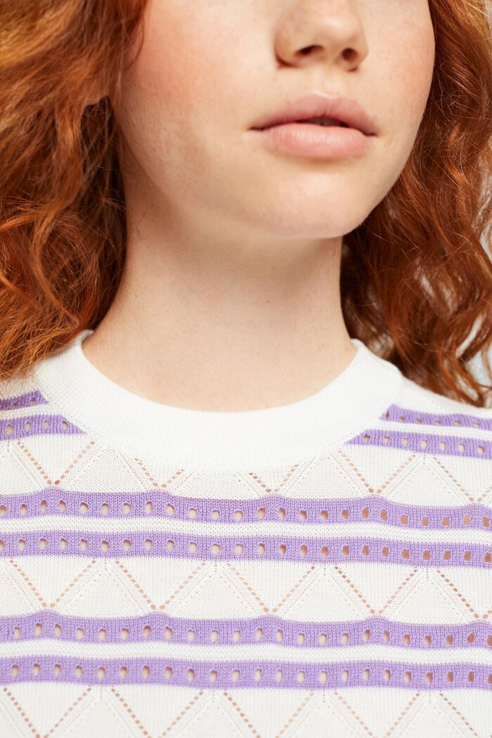 Pointelle-tröja med ränder, NEW OFF WHITE, detail image number 4