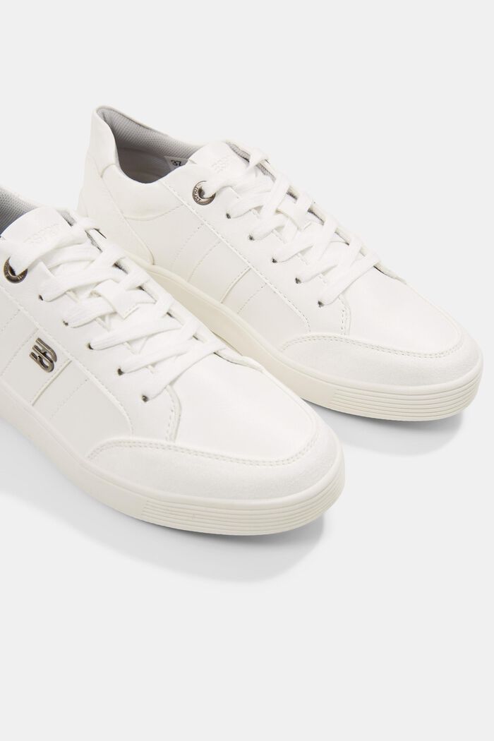 Sneakers i skinnlook, WHITE, detail image number 4
