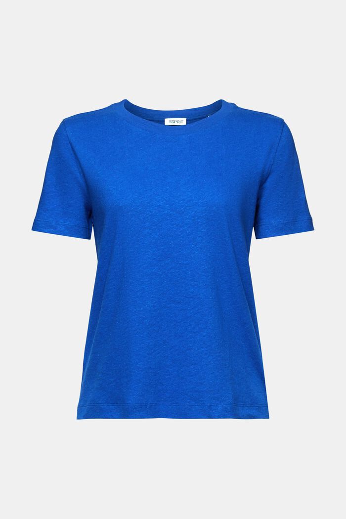 T-shirt i bomull-linnemix, BRIGHT BLUE, detail image number 6