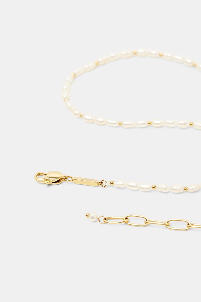 Halsband i rostfritt stål med pärlor, GOLD, detail image number 1