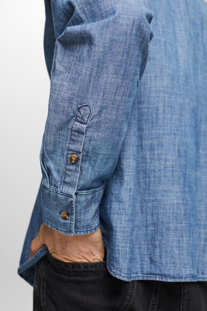 Button down-skjorta i chambray, BLUE MEDIUM WASHED, detail image number 3