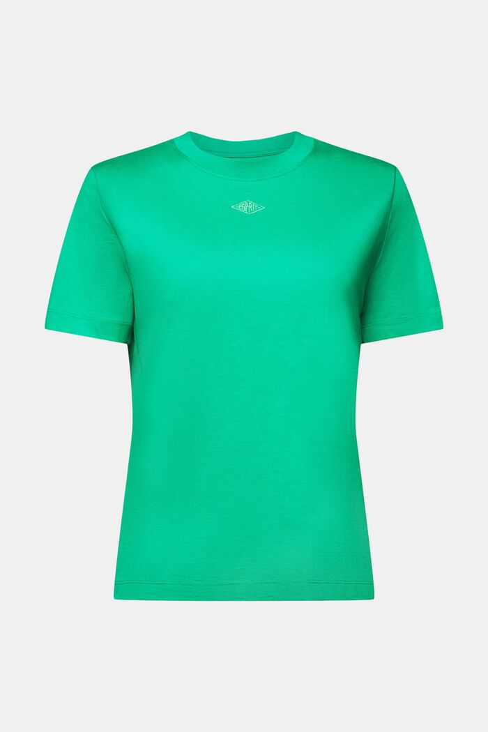 T-shirt i pimabomull med broderad logo, GREEN, detail image number 6
