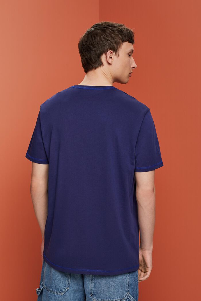T-shirt i jersey med kontrastfärgade sömmar, DARK BLUE, detail image number 3