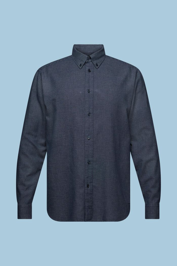 Smårutig bomullsskjorta med normal passform, NAVY, detail image number 6