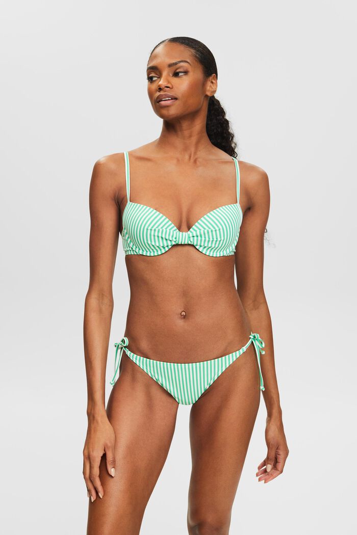 Randig vadderad bikiniöverdel, GREEN, detail image number 0