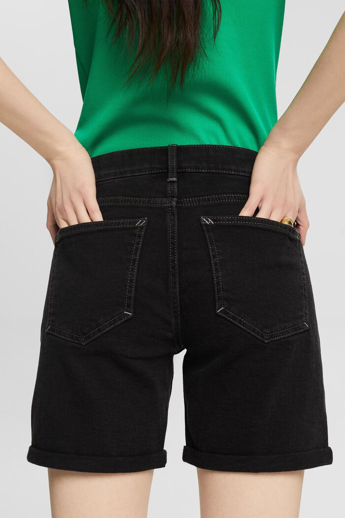 Klassiska retro-jeansshorts, BLACK DARK WASHED, detail image number 3