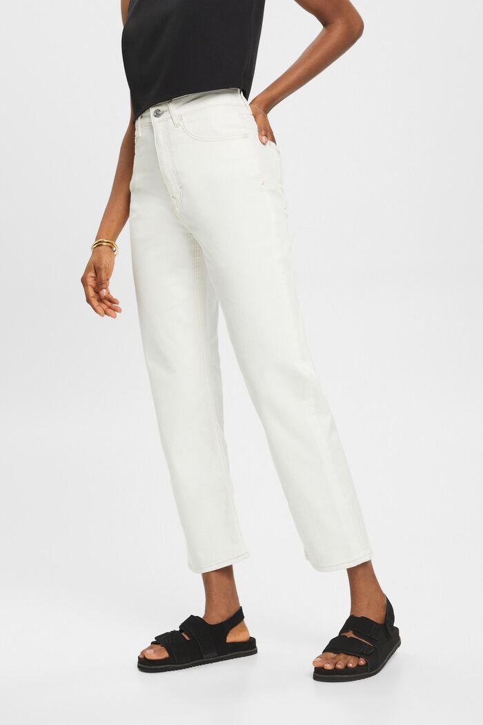 Korta jeans med raka ben, WHITE, detail image number 0