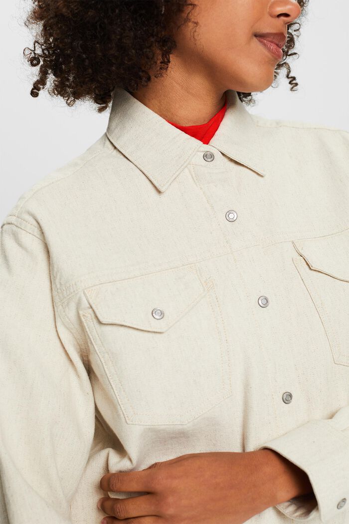 Långärmad skjortjacka, OFF WHITE, detail image number 3