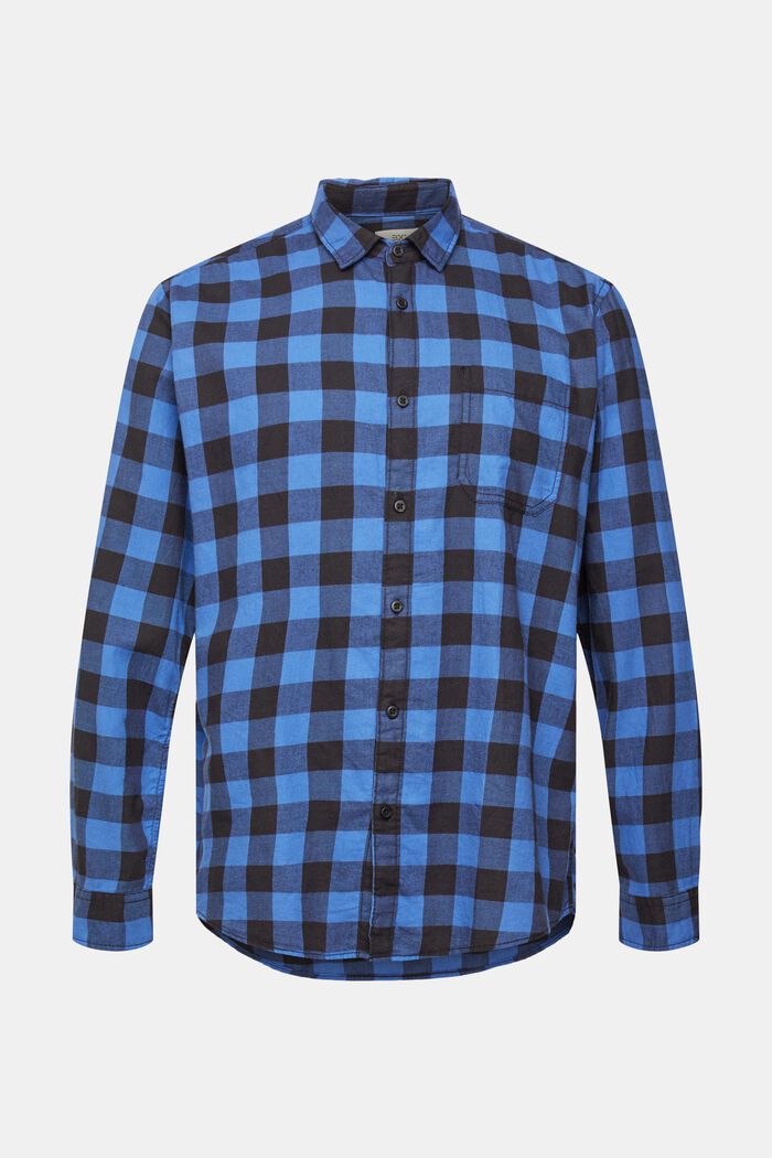 Vichyrutig flanellskjorta i hållbar bomull, BLUE, detail image number 2