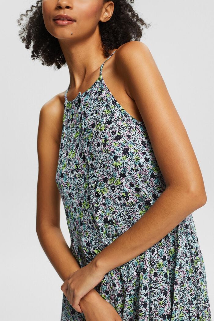 Klänning med blommigt mönster, LENZING™ ECOVERO™, AQUA GREEN, detail image number 3