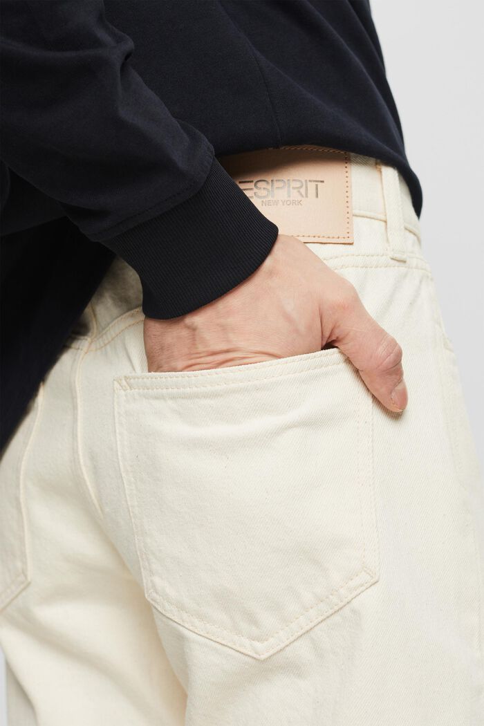 Raka jeans med medelhög midja, OFF WHITE, detail image number 3