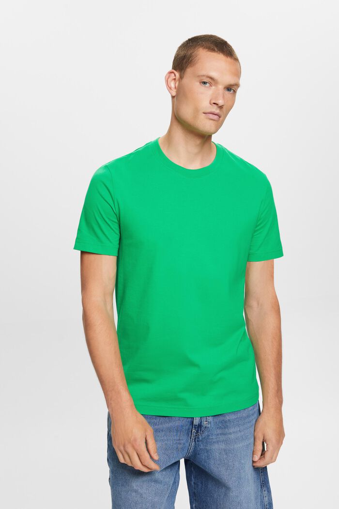 T-shirt i pimabomull-jersey med rund ringning, GREEN, detail image number 0
