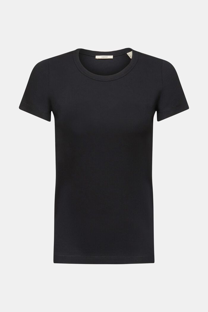 Ribbad T-shirt med rund halsringning, BLACK, detail image number 6