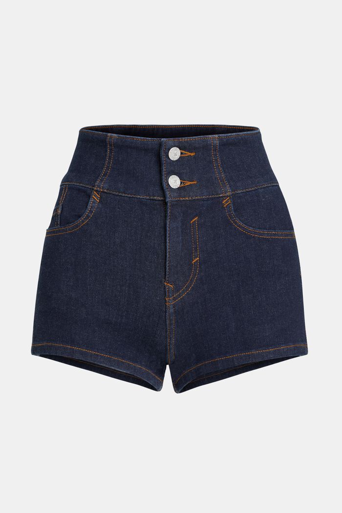 BODY CONTOUR Shorts med hög midja och fyrvägsstretch, BLUE DARK WASHED, detail image number 5