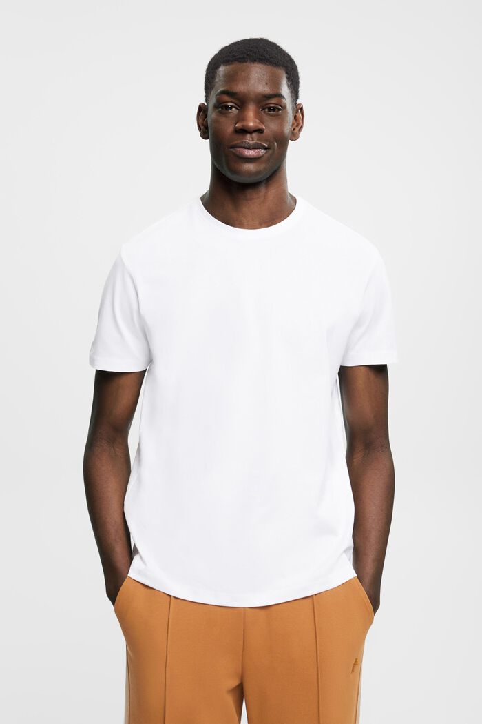 T-shirt i pimabomull med smal passform, WHITE, detail image number 0