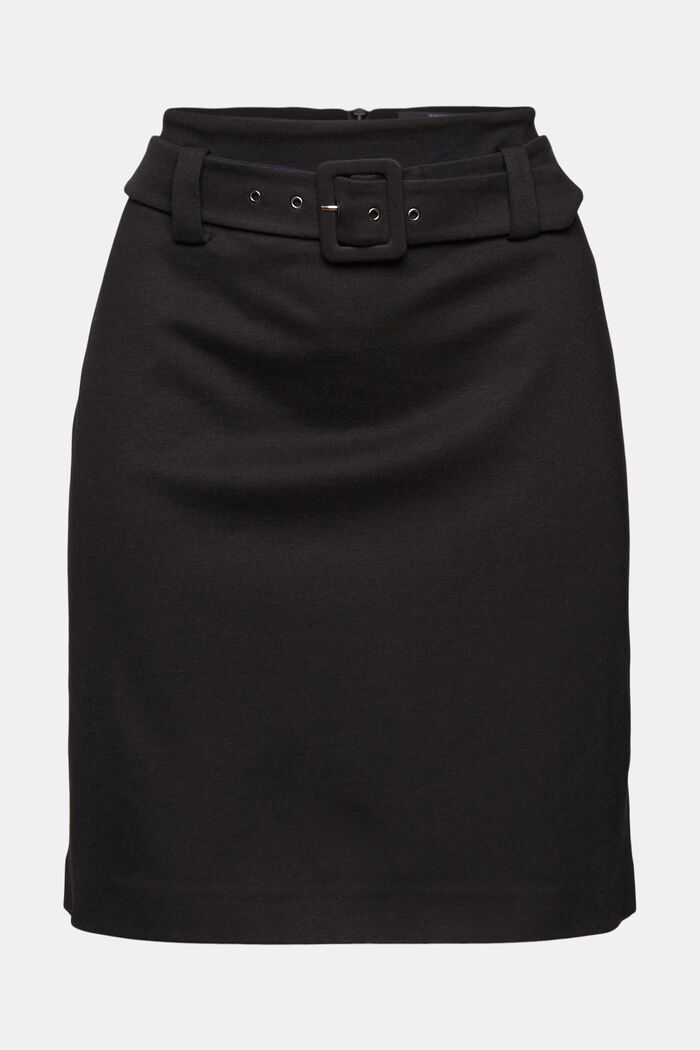 Minikjol med skärp i jersey, BLACK, detail image number 7