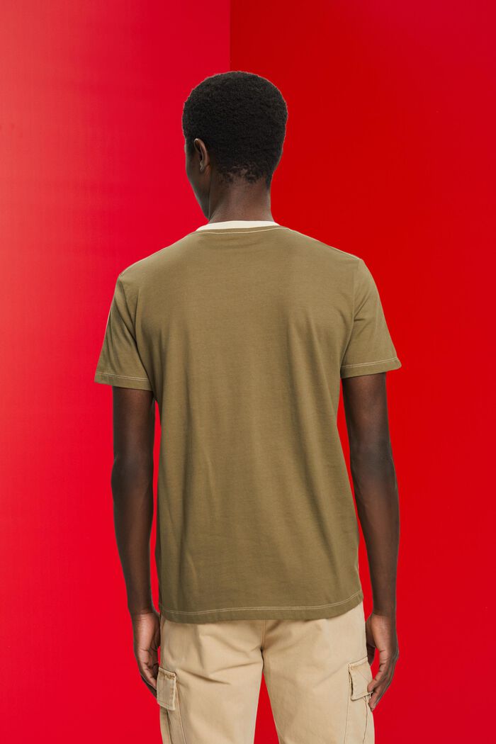 Tvåfärgad T-shirt i bomull, LIGHT TAUPE, detail image number 3