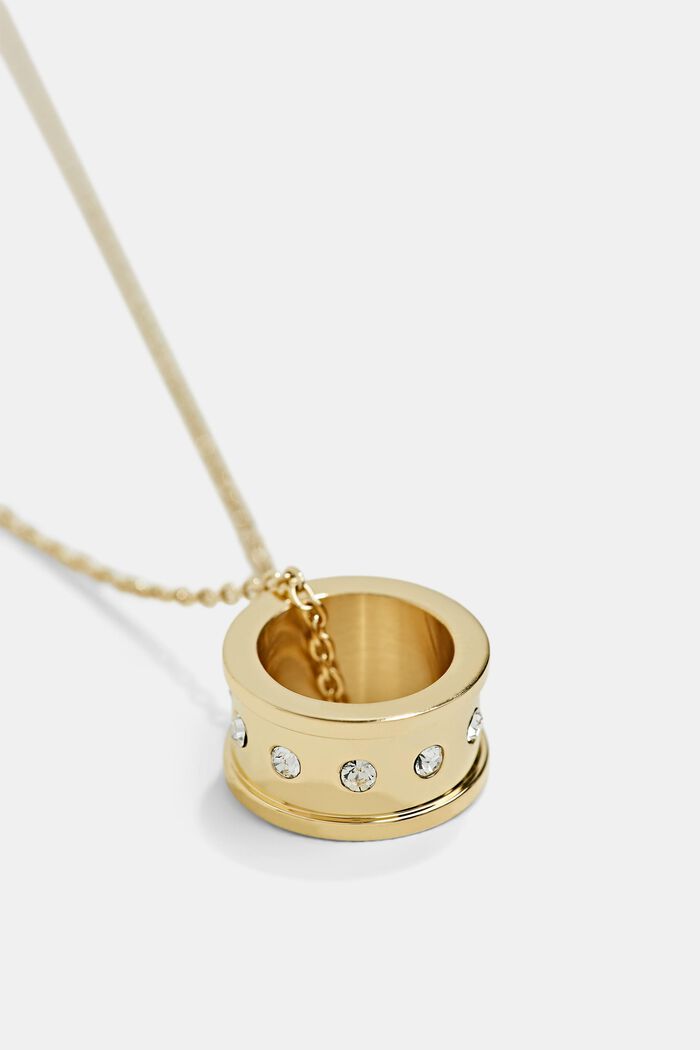 Halsband med ringhänge, rostfritt stål, GOLD, detail image number 1