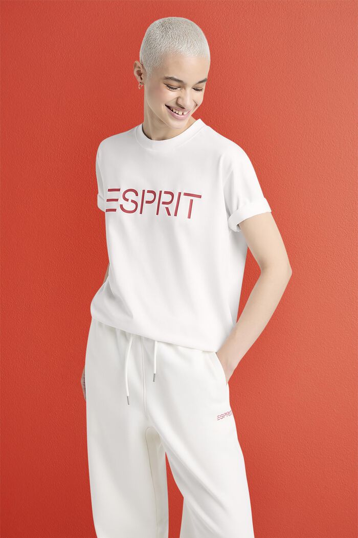 T-shirt i bomullsjersey med logo, unisexmodell, OFF WHITE, detail image number 0