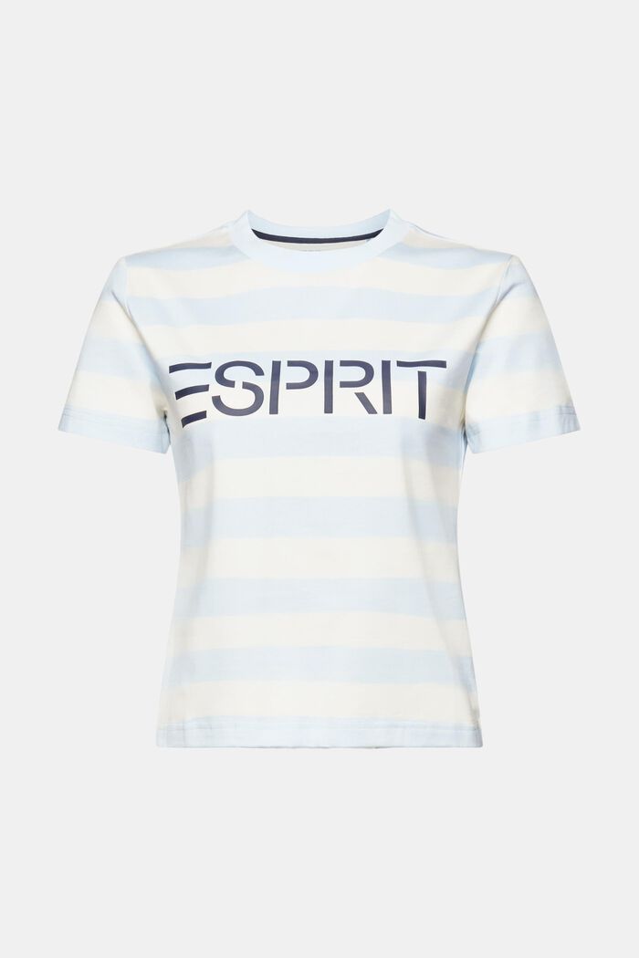 Randig bomulls-T-shirt med logo, PASTEL BLUE, detail image number 5