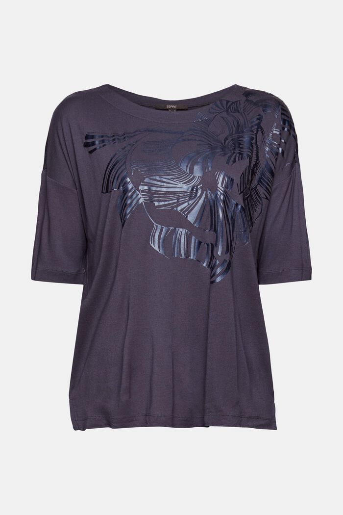 T-shirt med av metallictryck, LENZING™ ECOVERO™, DARK BLUE, detail image number 7