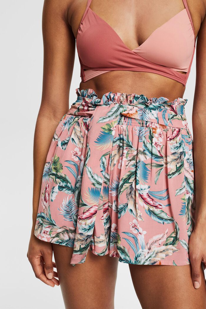 Shorts med tropiskt mönster, LENZING™ ECOVERO™, SALMON, detail image number 1